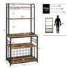 Rustic Brown 65" Wine Bakers Rack with Glass and Wine Storage for Home Bar