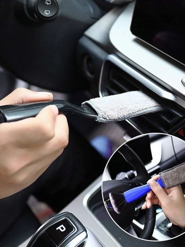 Double-Ended Car Detailing Brush for Air Vents & Screens