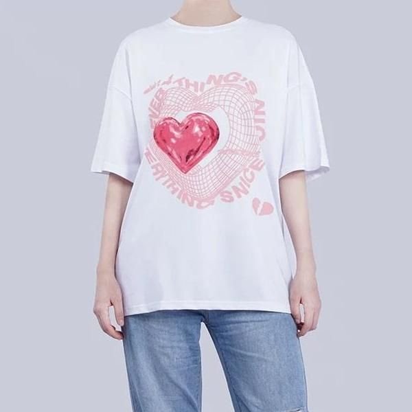 Love Letter Heart Print Women's Casual T-shirt