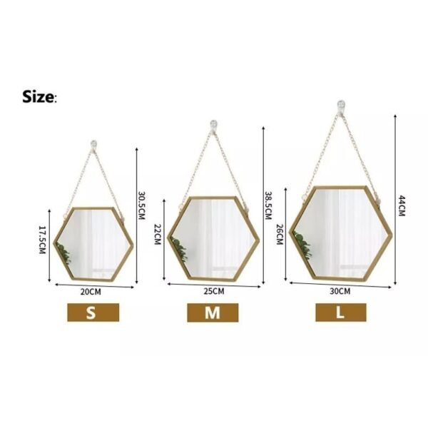Hexagon Shape Decorative Mirror Wall Decor Makeup Hanging Mirror