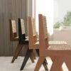 Modern Nordic Rattan Dining Chair with Handrails - Elegant Indoor Seating for Home & Office