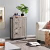 Elegant Gray Wooden Bathroom Storage Cabinet with 4 Drawers and Adjustable Shelves