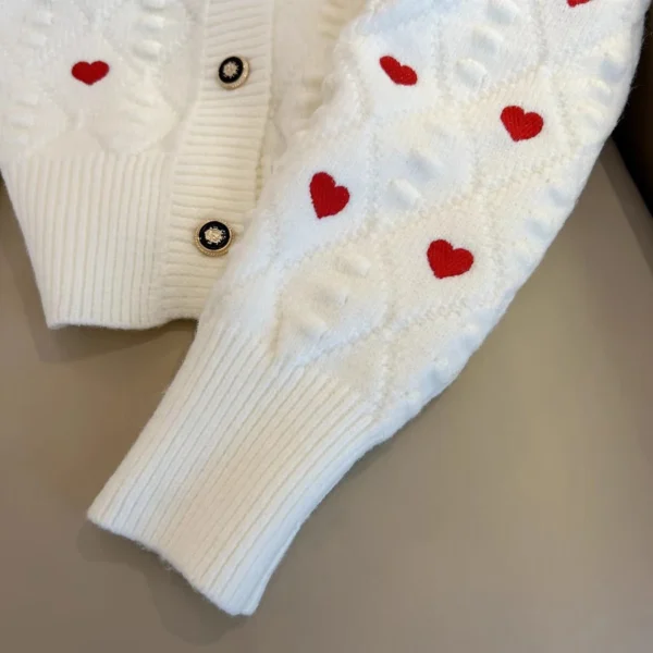 Embroidered Heart V-Neck Cardigan