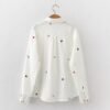 Love Heart Print Women's Long Sleeve Cotton Blouse