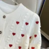 Embroidered Heart V-Neck Cardigan