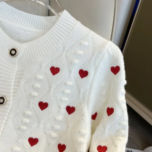 Embroidered Heart V-Neck Cardigan