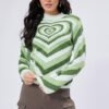 Colorful Heart Print Knit Turtleneck Sweater