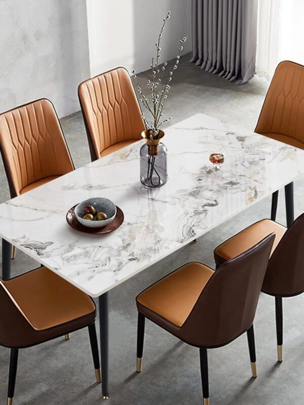 Modern Sintered Stone Dining Table with Metal Legs