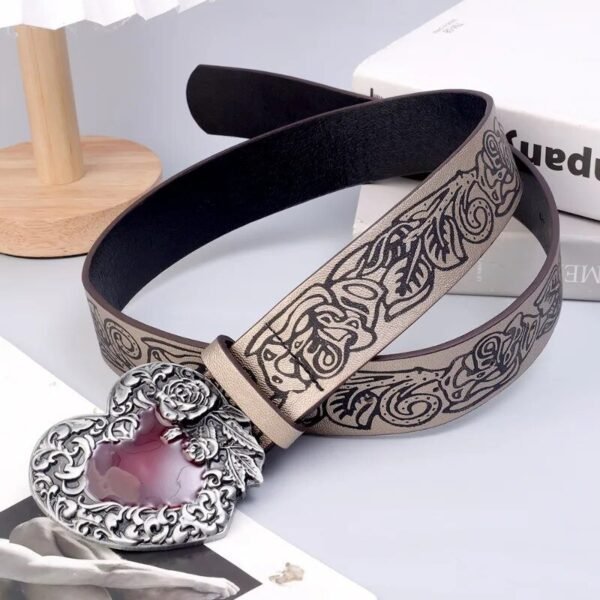 Y2K Punk Red Ruby Heart Buckle Belt