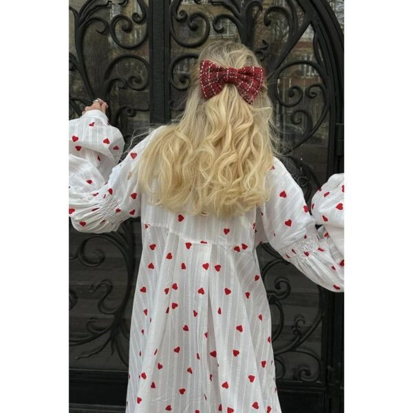 Heart Print Cotton A-line Long Sleeve Summer Dress
