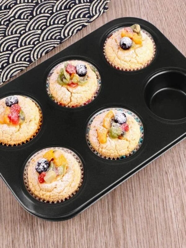 Deluxe Non-Stick Carbon Steel Muffin & Cupcake Baking Pan - 6/12 Cups, Oven and Microwave Safe