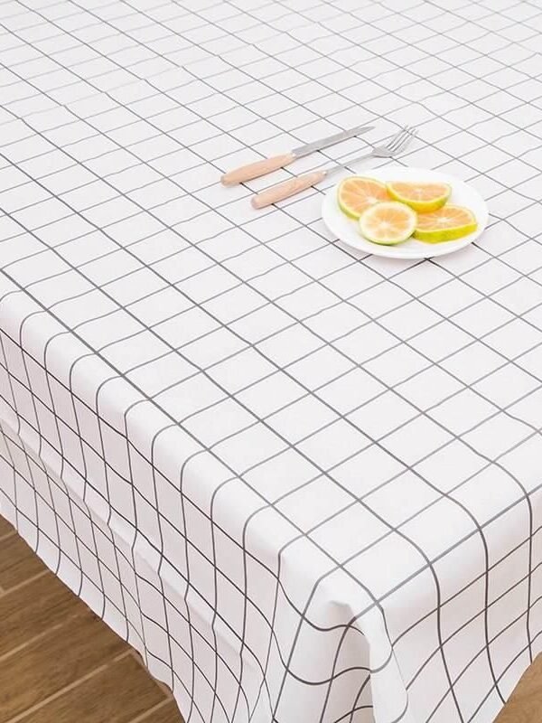 Elegant Plaid Waterproof & Oil-Proof PVC Tablecloth for Home and Events