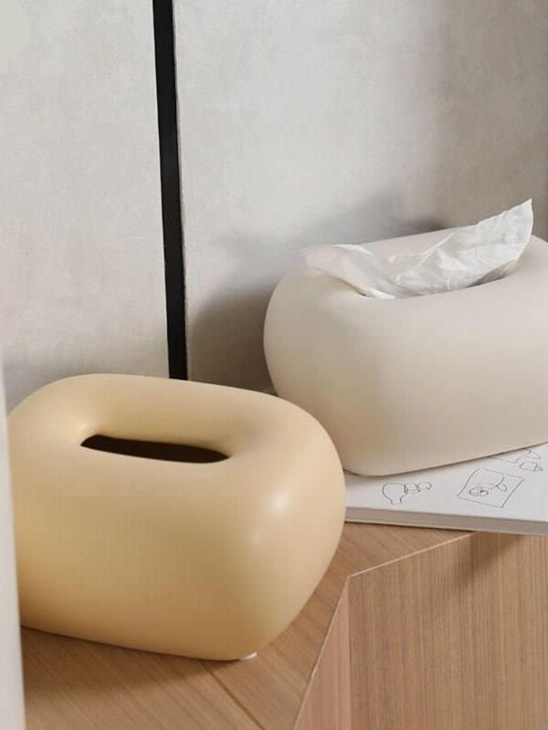 Minimalist Ceramic Tissue Box - Modern Style, Round Corner Desk Accessory