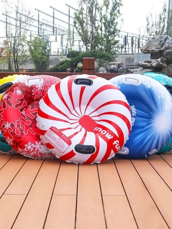 Heavy-Duty Inflatable Snow Tube with Cold-Resistant Snowflake Design